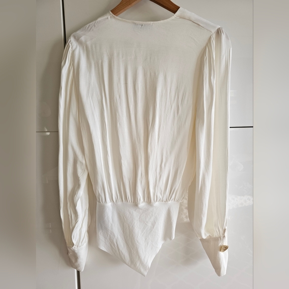 ZARA Surplice Long Sleeve Satin Bodysuit - Picture 9 of 10